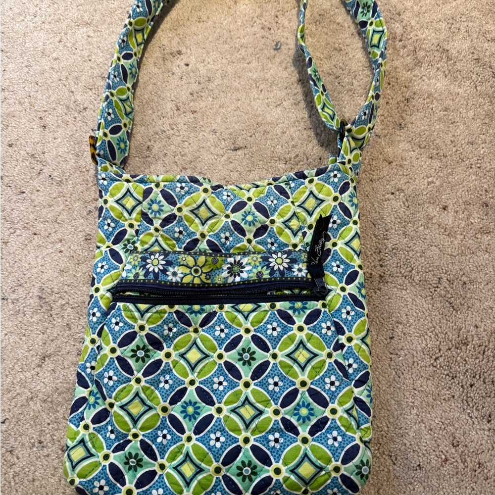 Vera Bradley Green and Blue Quilted Crossbody Bag